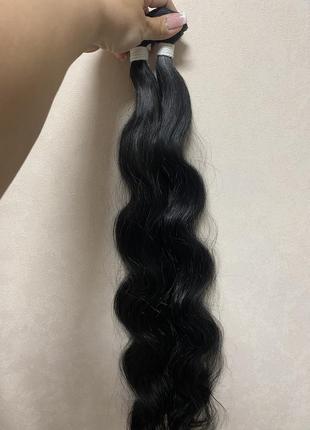 Волосы для наращивания,люкс качества, новый , цвет черный 65 см 200 грамм 2000