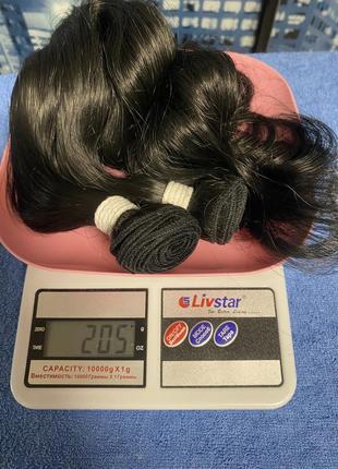 Волосы для наращивания,люкс качества, новый , цвет черный 65 см 200 грамм 2000