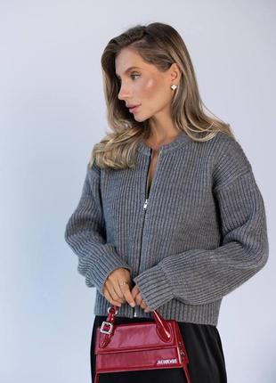 В'язана кофта кардиган на блискавці (9 кольорiв) 50% шерсть