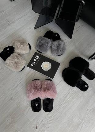 Тепленькие тапочки пушистичные меховые