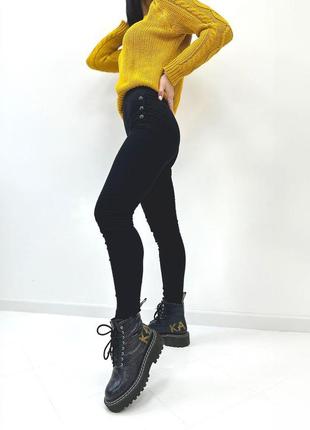 Демісезонні легінси лосини "daily" джинс-коттон на флісі  | батал