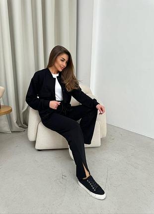 Костюм женский бомбер и брюки черный графит размер 42-52