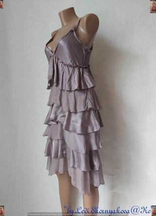 Новое нарядное платье миди со 100 % шелка, пошив крупными воланами, размер м-ка4 фото