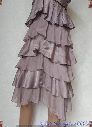 Новое нарядное платье миди со 100 % шелка, пошив крупными воланами, размер м-ка5 фото