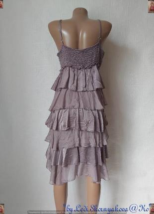 Новое нарядное платье миди со 100 % шелка, пошив крупными воланами, размер м-ка2 фото