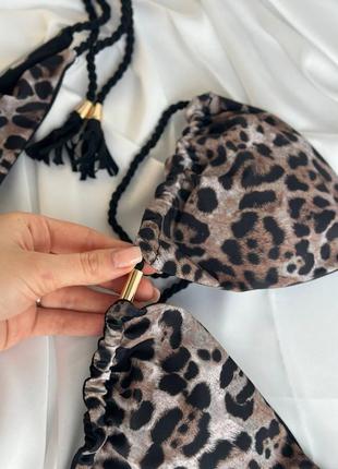 Леопардовый раздельный купальник бикини с завязками2 фото