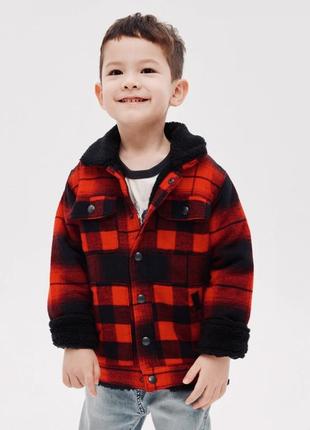 Рубашка-куртка флисовая на меху в клетку с капюшоном next (англия)