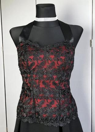 Женский топик винтаж ретро чёрный бордовый готический готическая женские чёрная футболка