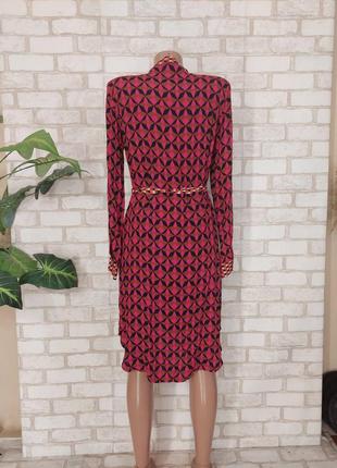 Фирменное zara платье-рубашка/платье миди со 100 % вискозы в ромбах, размер с-м2 фото