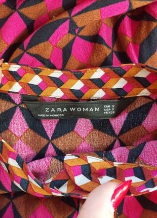 Фирменное zara платье-рубашка/платье миди со 100 % вискозы в ромбах, размер с-м10 фото