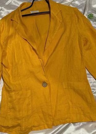 Пиджак льняной оранжевый2 фото