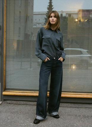 Рубашка женская синяя оверсайз zara new