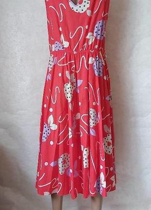 Новое красивое летнее платье миди со 100 % хлопка в приятном красном, размер 3хл2 фото