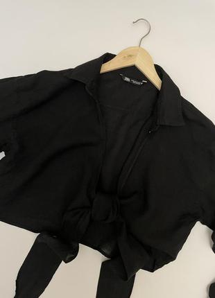 Лляне болеро на завʼязках від zara | xl |5 фото