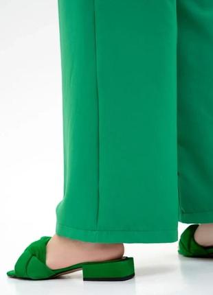 Зеленые замшевые шлепанцы с квадратными носками, замша, повседневный3 фото