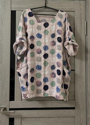 Італійська блуза з кишенями великого розміру батал