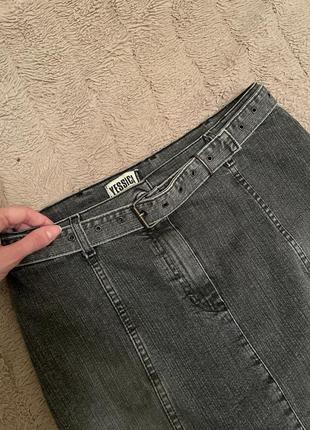 Вінтажна джинсова максі спідниця washed denim y2k5 фото