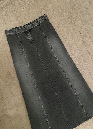 Вінтажна джинсова максі спідниця washed denim y2k4 фото