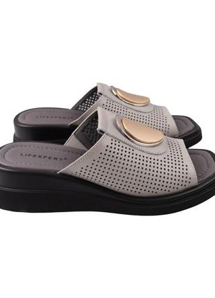 Шлепанцы женские li fexpert серые натуральная кожа, 38