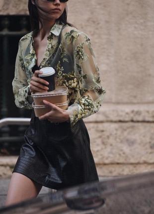 Сорочка жіноча зелена комбінована zara new
