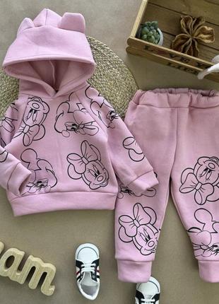 Костюм на флисе с ушками на 1-4 лет