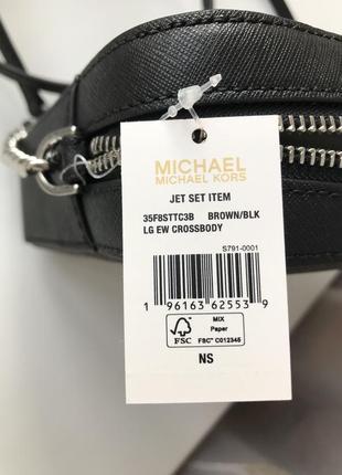 Сумка женская michael kors оригинал jet set large logo crossbody bag черная в лого кросс боди5 фото