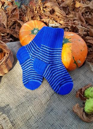 Теплые детские носочки для мальчика шерстяные вязанные на подарок 2 года handmade