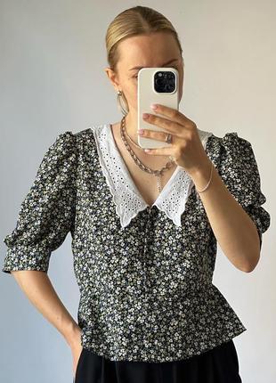 Блуза с воротничком из прошвы5 фото
