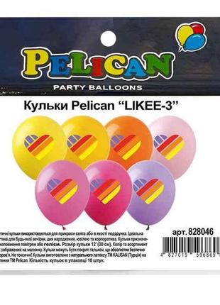 Кульки 12 likee-3 4-кільорі (10 шт./пач.) 828046 тм pelican