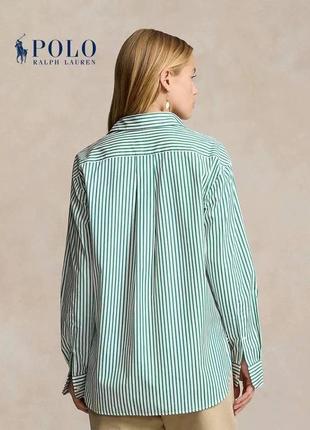 Рубашка polo полосатая зеленая голубая