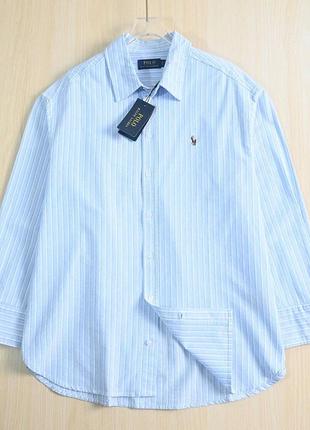 Рубашка polo полосатая зеленая голубая