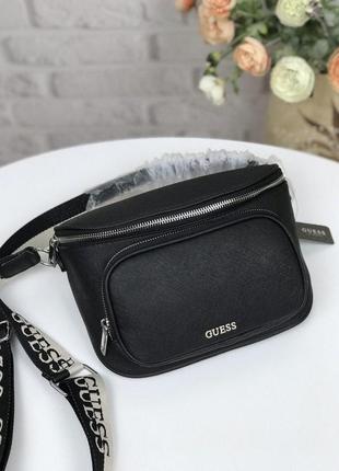 Сумка жіноча крос-боді guess оригінал hailley signature mini belt bag чорна гесс крос боді