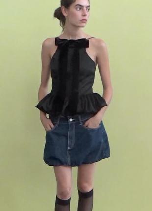 Топ женский черный с бантом zara new