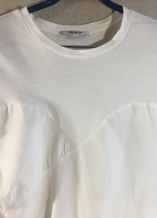Белая комбинированная блуза-футболка с завязками3 фото