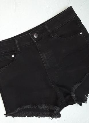 🌿1+1=3 брендовые черные джинсовые шорты высокая посадка zara, размер 44 - 464 фото