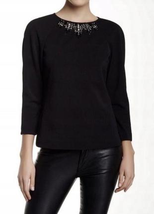 Черная блузка с круглым вырезом и длинными рукавами2 фото