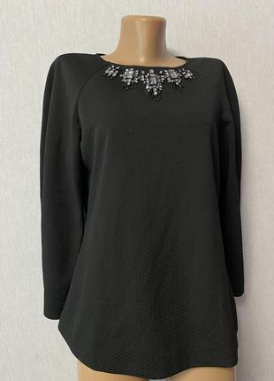 Чорна блузка з круглим вирізом і довгими рукавами4 фото