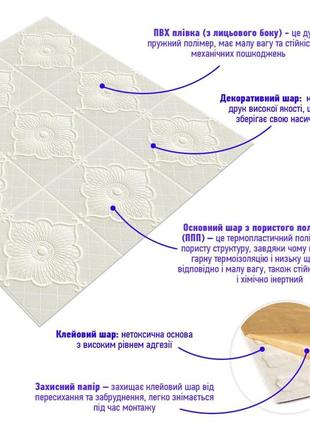 Самоклеюча декоративна настінно-стельова 3d панель квітка 700x700x5.5мм (163) sw-000001842 фото