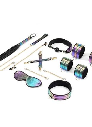 Бдсм-набор liebe seele vivid rainbow 8 pieces set, 8 аксессуаров, экокожа на бархатной основе