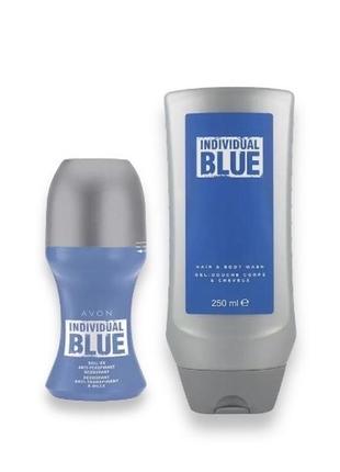 Мужской набор individual blue гель и шариковый дезодорант по суперцене2 фото