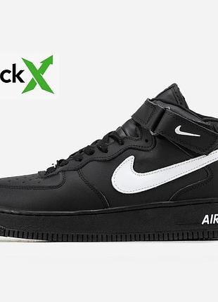 0694 air force 1 mid black-white  хутро