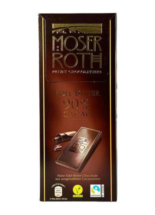Шоколад черный moser roth 90% какао edel-bitter chocolade 90% cacao, 125 г