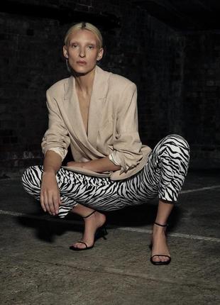 Брюки штани з товарними принтом зебра zara zebra pants trousers2 фото