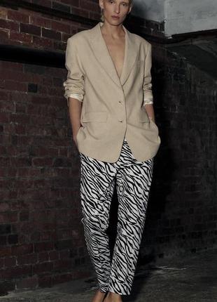 Брюки штани з товарними принтом зебра zara zebra pants trousers10 фото