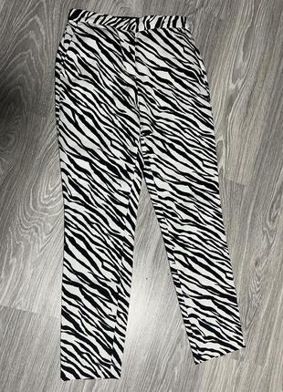 Брюки штани з товарними принтом зебра zara zebra pants trousers5 фото