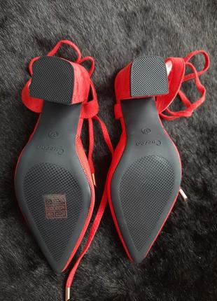 Красные туфли, босоножки на завязках cuccoo комбинированные!6 фото