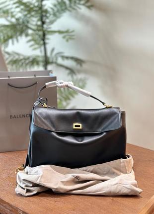 Сумка чорна натуральна шкіра золота срібна фурнітура