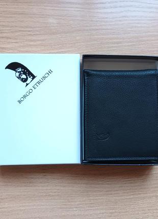 Портмоне гаманець borgo etruschi натуральна шкіра чорний9 фото