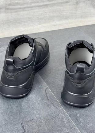 Чоловічі кросівки з натуральної шкіри чорного кольору, качественные мужские кроссовки4 фото