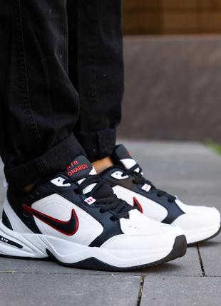 Кроссовки мужские nike air monarch черно белые кожаные найк аир монарх обувь для спорта из натуральной кожи